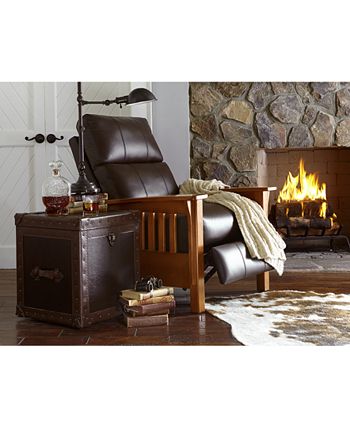 Furniture Harrison Leather Pushback Recliner, Created For Macy's 8 Furniture Harrison Leather Pushback Recliner, Created For Macy's - Image 6