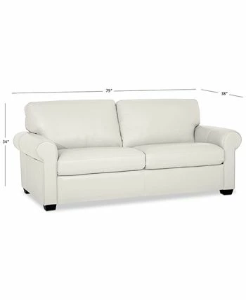 Furniture Orid 79 Leather Roll Arm Apartment Sofa, Created For Macy's 7 Furniture Orid 79 Leather Roll Arm Apartment Sofa, Created For Macy's - Image 5