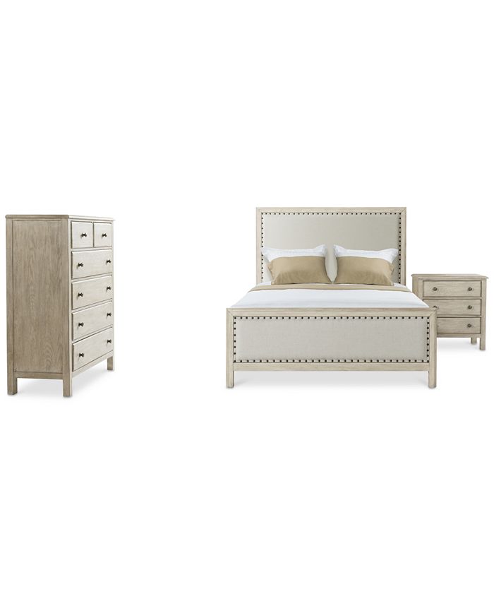 Parker Upholstered Bedroom Furniture, 3-Pc. Set (Queen Bed, Chest & Nightstand), Created For Macy's Parker Upholstered Bedroom Furniture, 3-Pc. Set (Queen Bed, Chest & Nightstand), Created For Macy's -Costway Shop